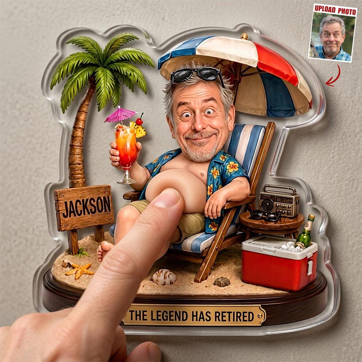 Personalized Retirement Magnet, Custom Photo Legend Has Retired Gift, Funny Beach Retirement Fridge Magnet, Mens Retirement Gift