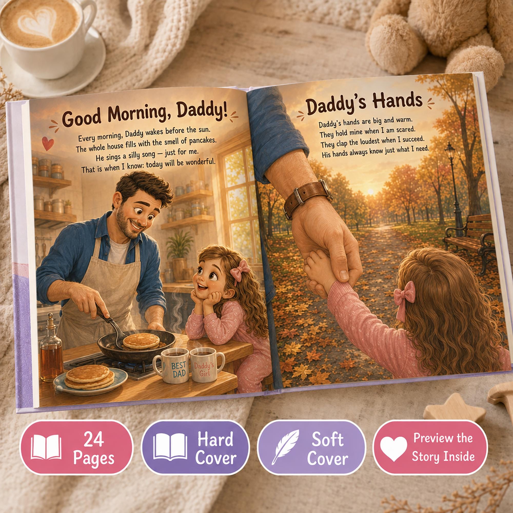 Personalized Why I Love My Daddy Children Book, Father’s Day Gift, Custom Name Father Daughter Kids Book, Dad Keepsake Gift From Child