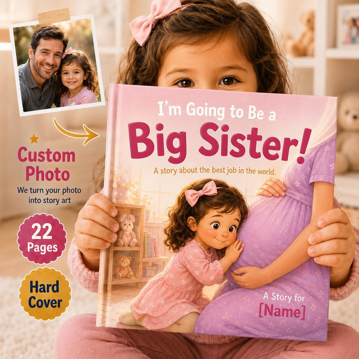 Personalized Children's Book, Custom Name Bedtime Storybook, New Baby Sibling Gift, Birthday Baby Shower Gift
