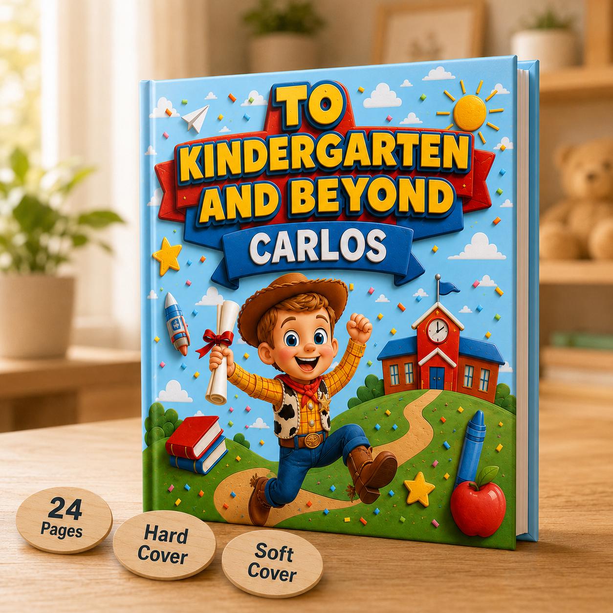 Personalized To Kindergarten And Beyond Book, Gift For Boy Girl Kids, Custom Name Kids Book, Back to School, Graduation Kindergarten Gift