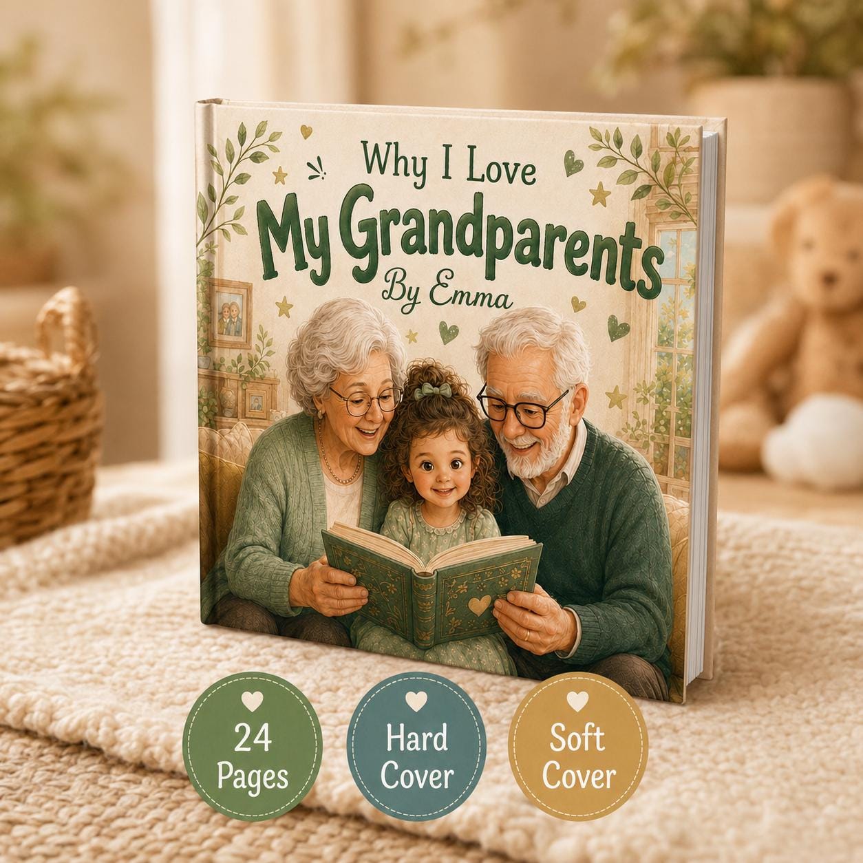 Personalized Why I Love My Grandparents Children's Book, Grandparents Day Gift, Custom Grandparents Grandchildren Book, Keepsake StoryBook