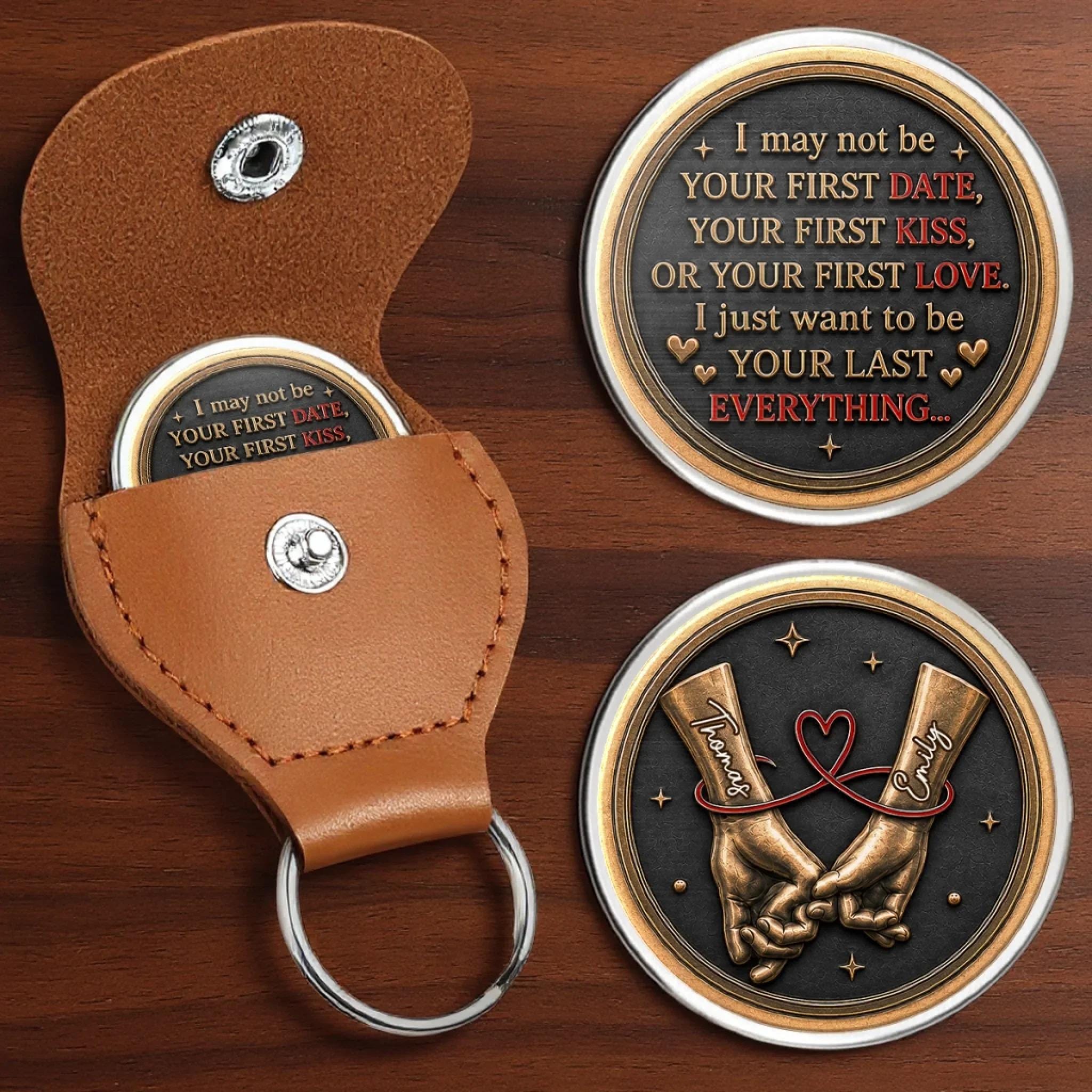 Custom Couple Pocket Hug Coin, Your Last Everything Keychain, Anniversary Wedding Gift for Husband Wife