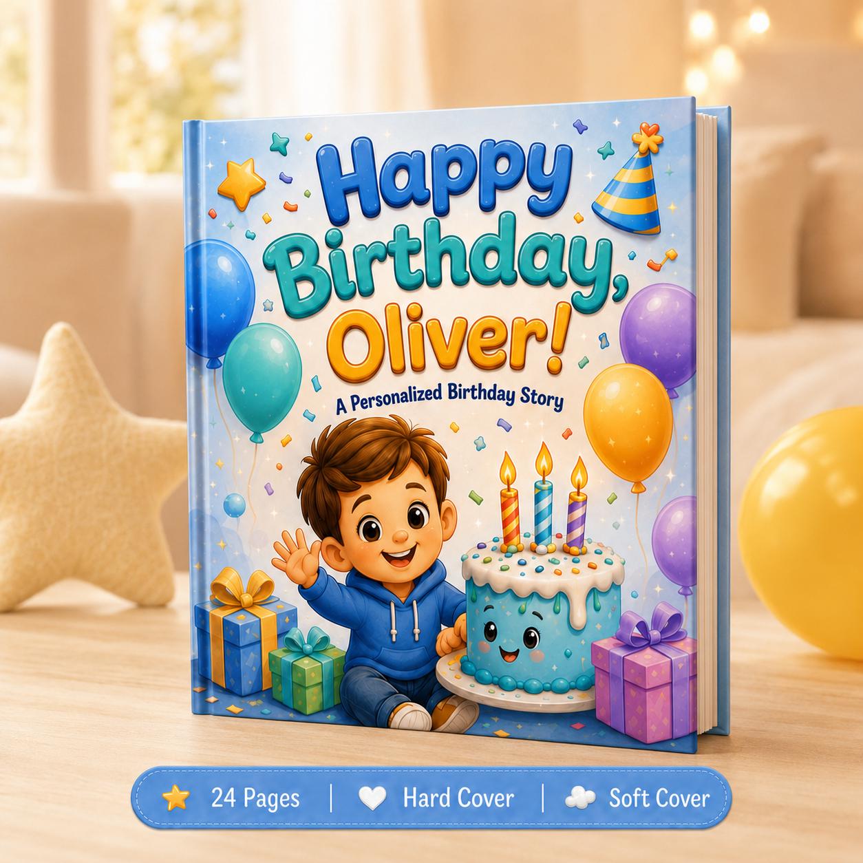 Personalized Happy Birthday Book, Gift for Boys Girl Toddler, Custom Name Children's Storybook, Birthday Gift for Kids, Custom Photo Story