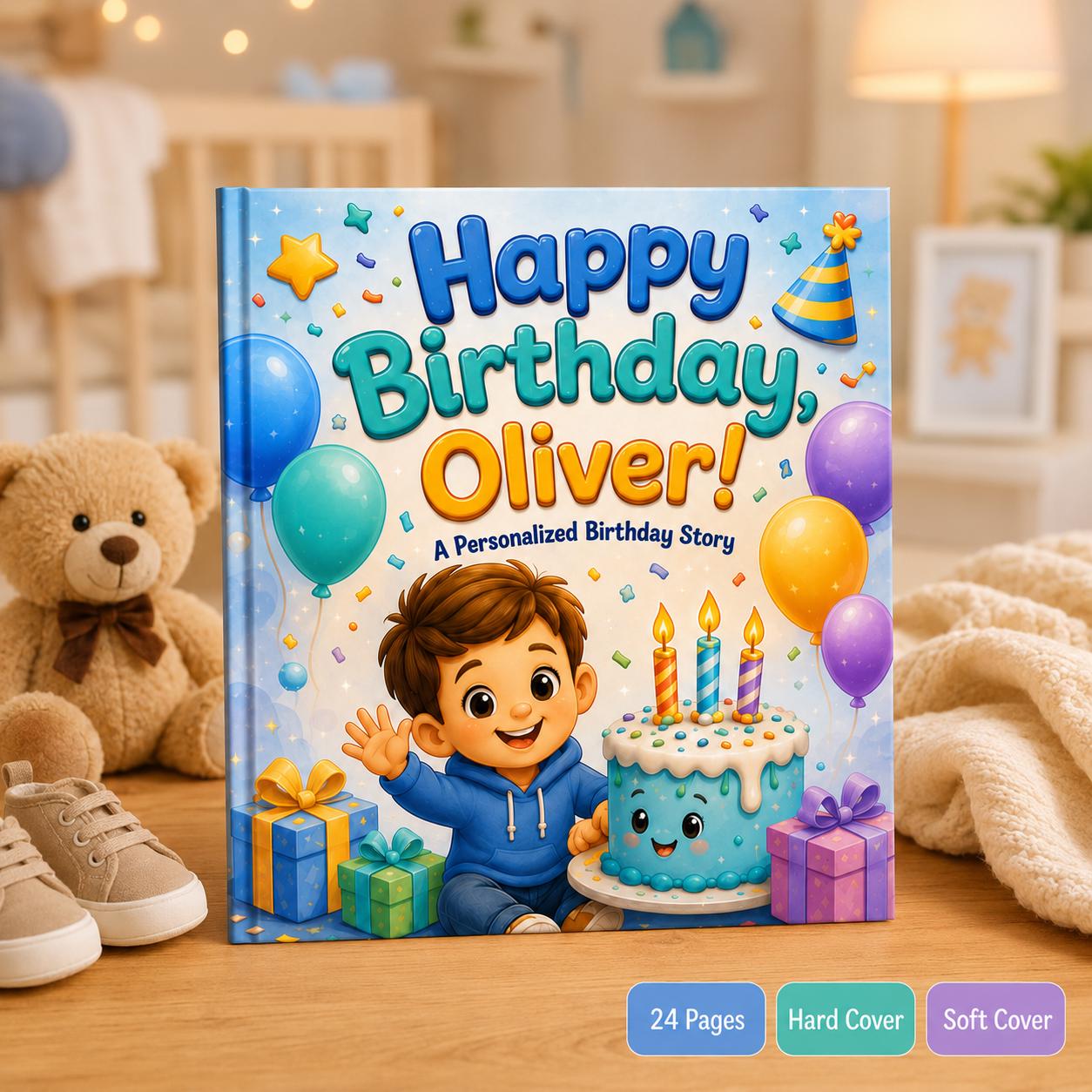 Personalized Happy Birthday Book, Gift for Boys Girl Toddler, Custom Name Children's Storybook, Birthday Gift for Kids, Custom Photo Story