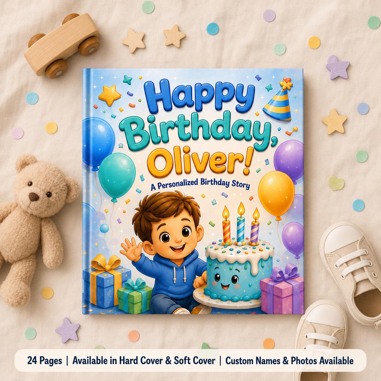 Personalized Happy Birthday Book, Gift for Boys Girl Toddler, Custom Name Children's Storybook, Birthday Gift for Kids, Custom Photo Story
