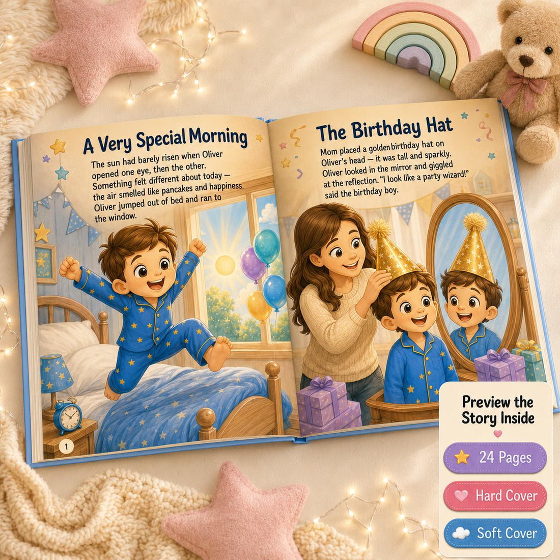 Personalized Happy Birthday Book, Gift for Boys Girl Toddler, Custom Name Children's Storybook, Birthday Gift for Kids, Custom Photo Story