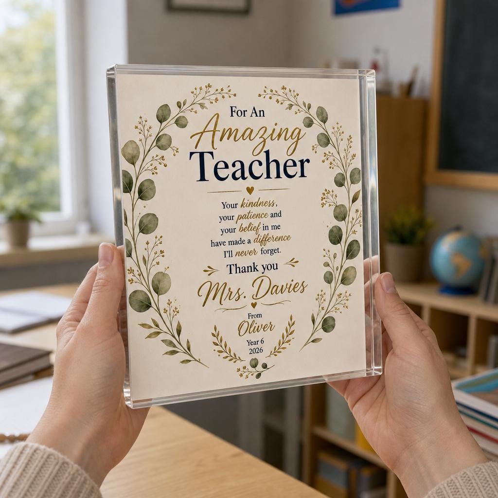Personalized Teacher Acrylic Plaque, Back To School Teacher Appreciation Gift, Thank You Teacher Keepsake