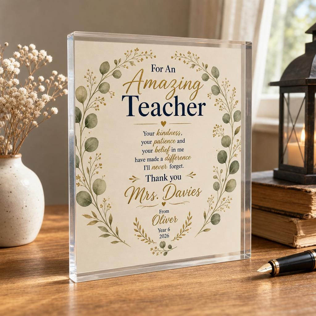 Personalized Teacher Acrylic Plaque, Back To School Teacher Appreciation Gift, Thank You Teacher Keepsake