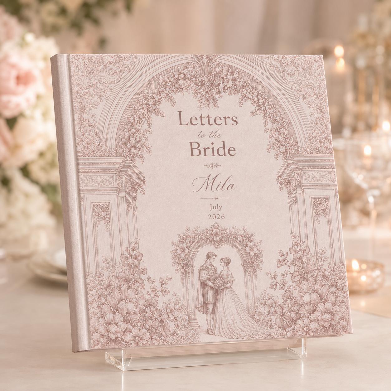 Personalized Letters To The Bride Wedding Scrapbook, Custom Wedding Vow Book Keepsake, Vintage Toile Vow Books Bride and Groom Gift