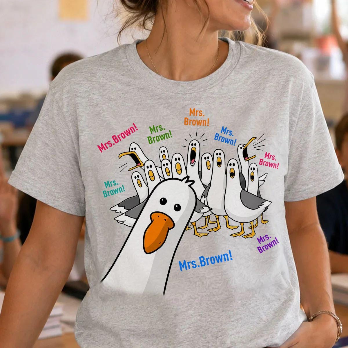 Custom Back To School Shirt For Teacher, Funny Seagulls Teacher Name Gift, Teacher Appreciation, School Supplies, Thank You Teacher Tee