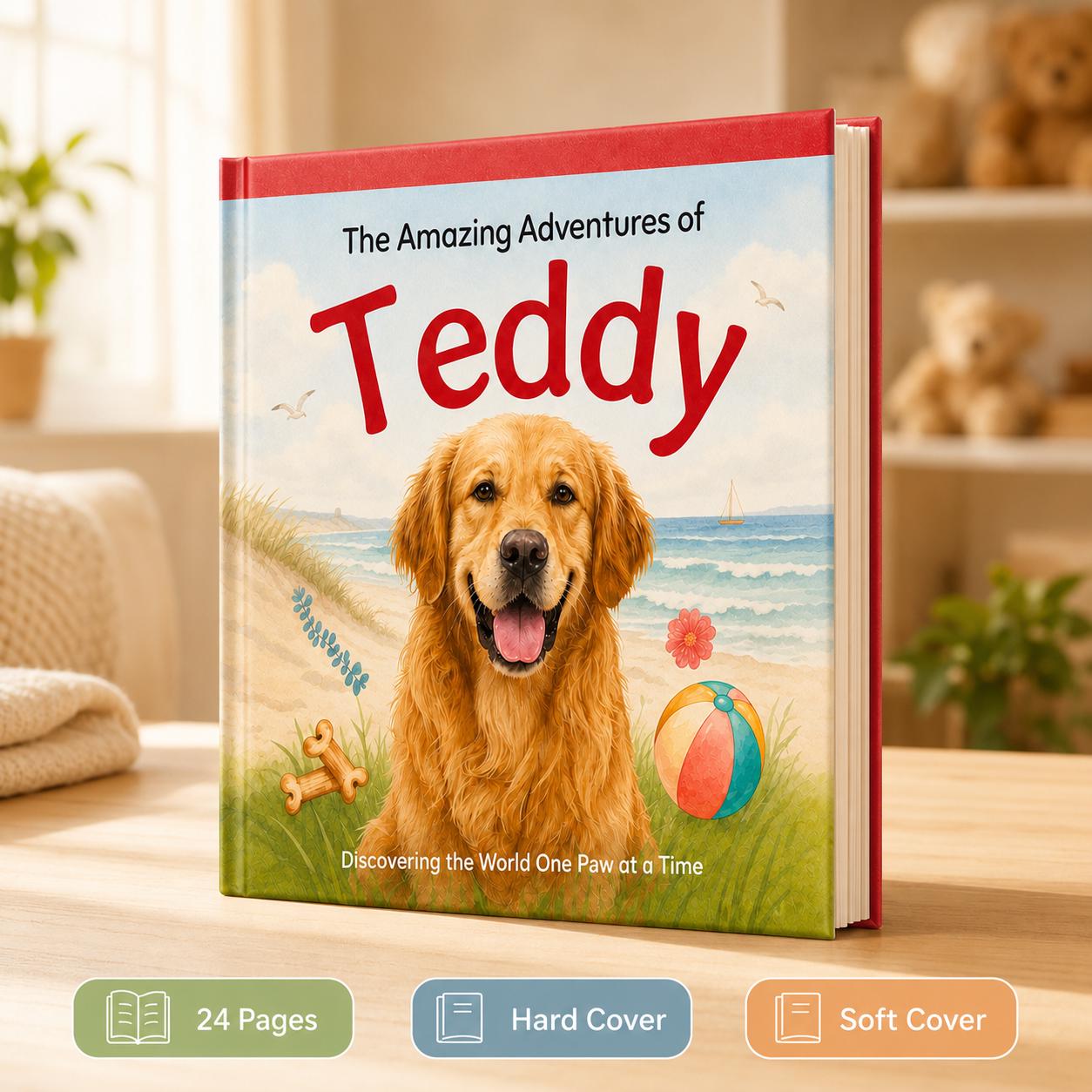 Custom Pet Picture Photo Book, Personalized Kids Story Cat Dog Storybook, Dog Lover Gift