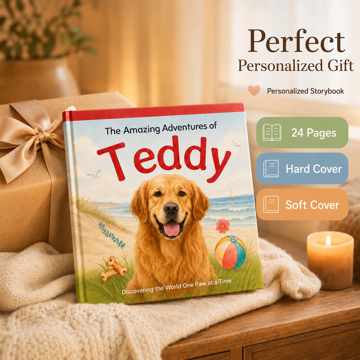 Custom Pet Picture Photo Book, Personalized Kids Story Cat Dog Storybook, Dog Lover Gift