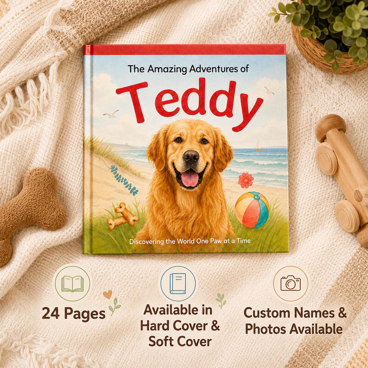 Custom Pet Picture Photo Book, Personalized Kids Story Cat Dog Storybook, Dog Lover Gift