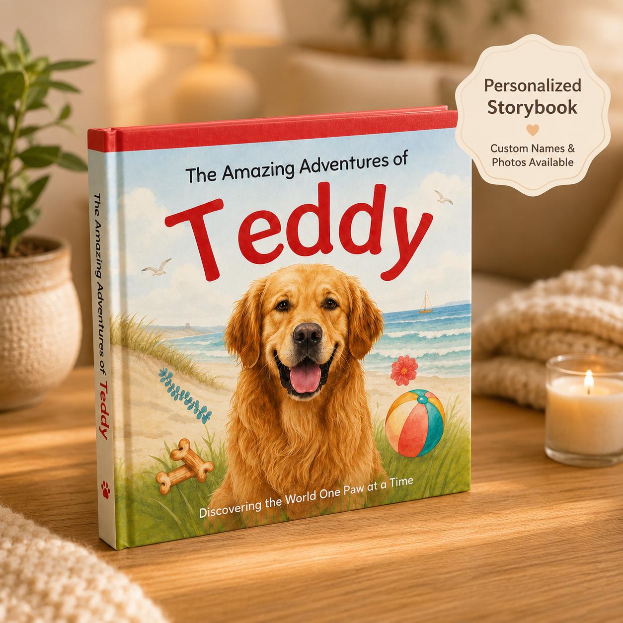 Custom Pet Picture Photo Book, Personalized Kids Story Cat Dog Storybook, Dog Lover Gift
