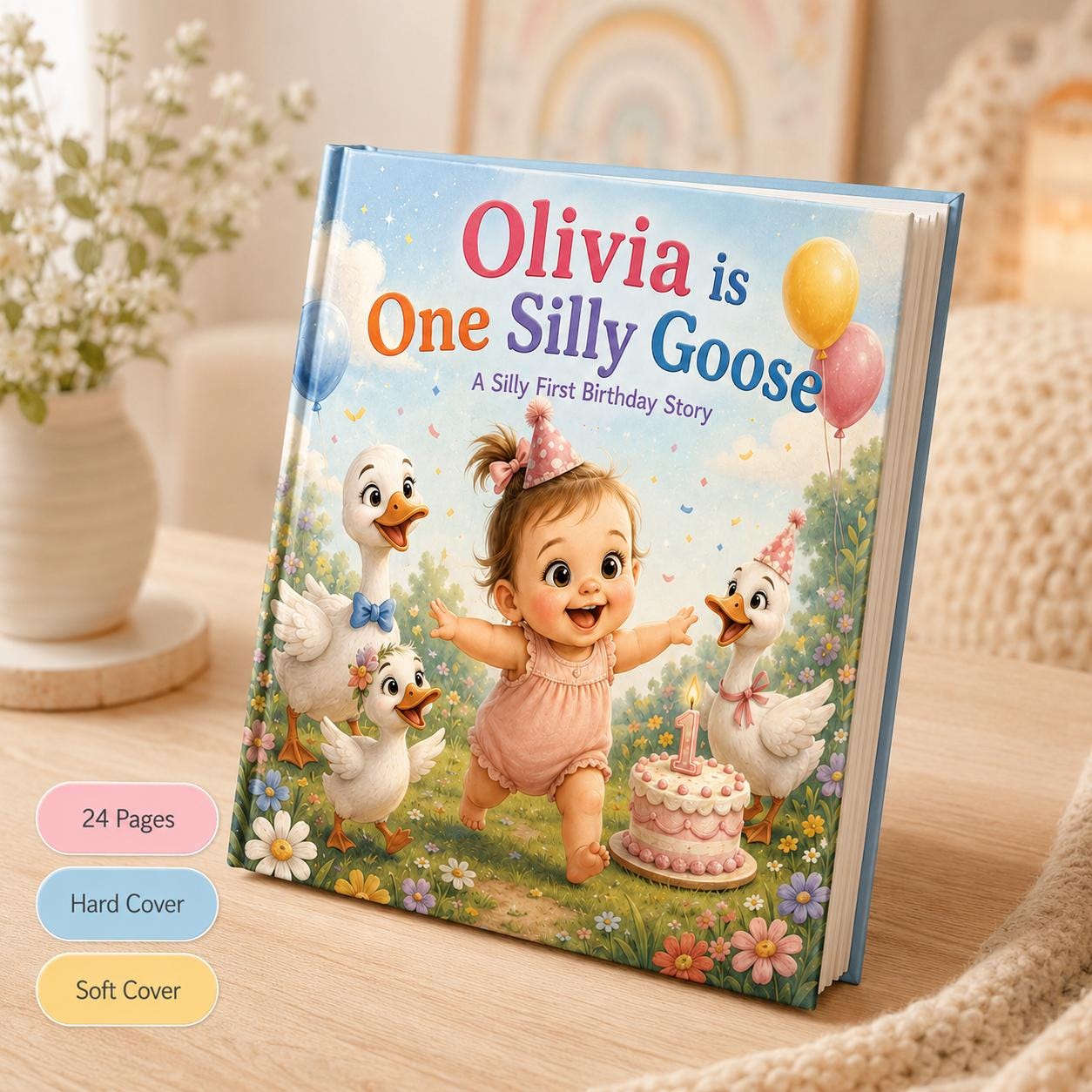 Personalized One Silly Goose Children Book, Baby Memory Book, Custom Name And Photo Kids Book, 1st Birthday Keepsake, Silly Goose Birthday