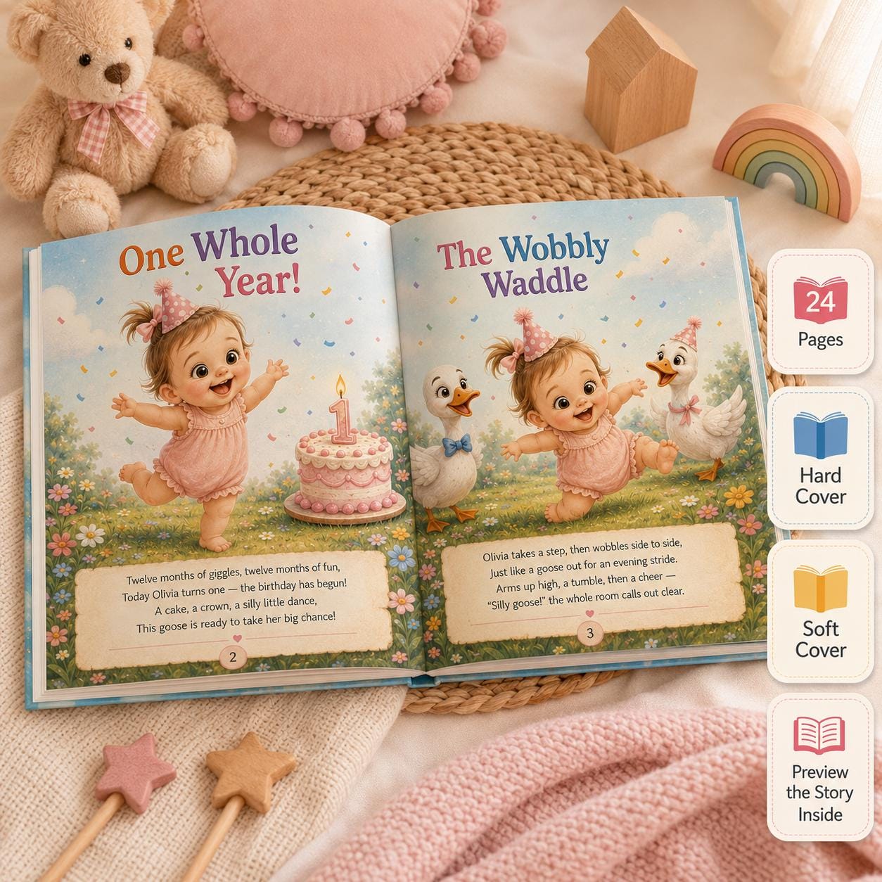 Personalized One Silly Goose Children Book, Baby Memory Book, Custom Name And Photo Kids Book, 1st Birthday Keepsake, Silly Goose Birthday