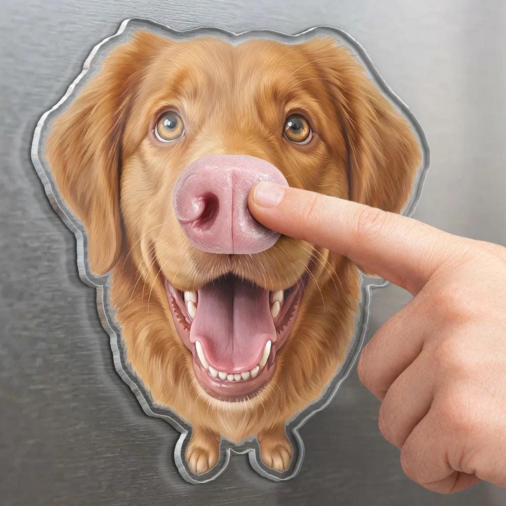 Personalized Photo Funny Dog Nose Squishy Acrylic Fridge Magnet, Birthday Gift For Dog Lovers
