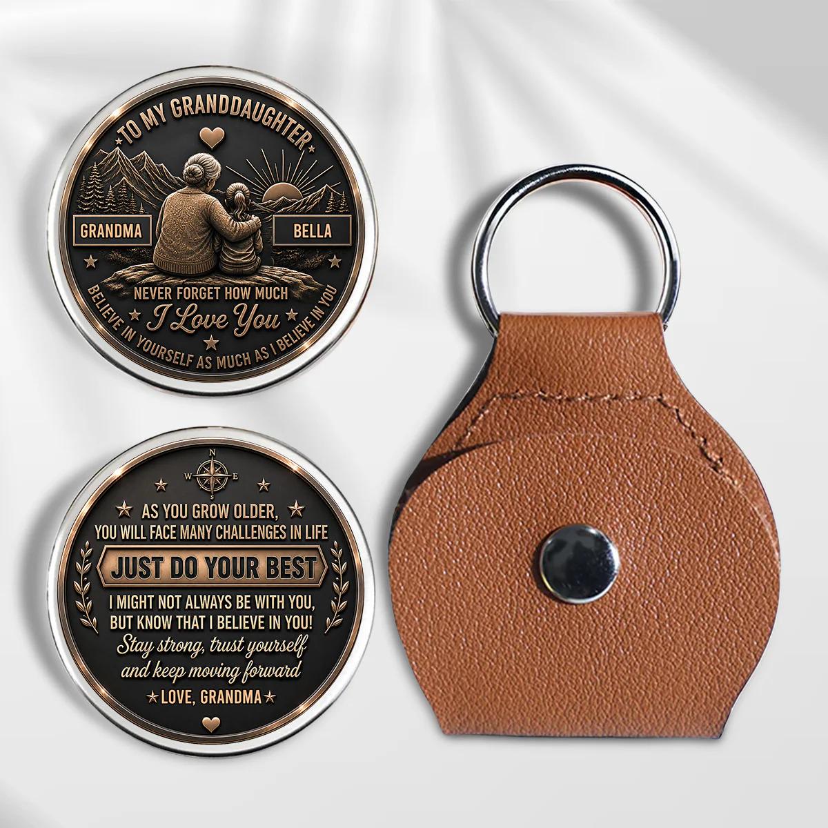 Personalized Granddaughter Pocket Hug Coin, Gift From Grandma, Never Forget I Love You, Custom Name Keepsake