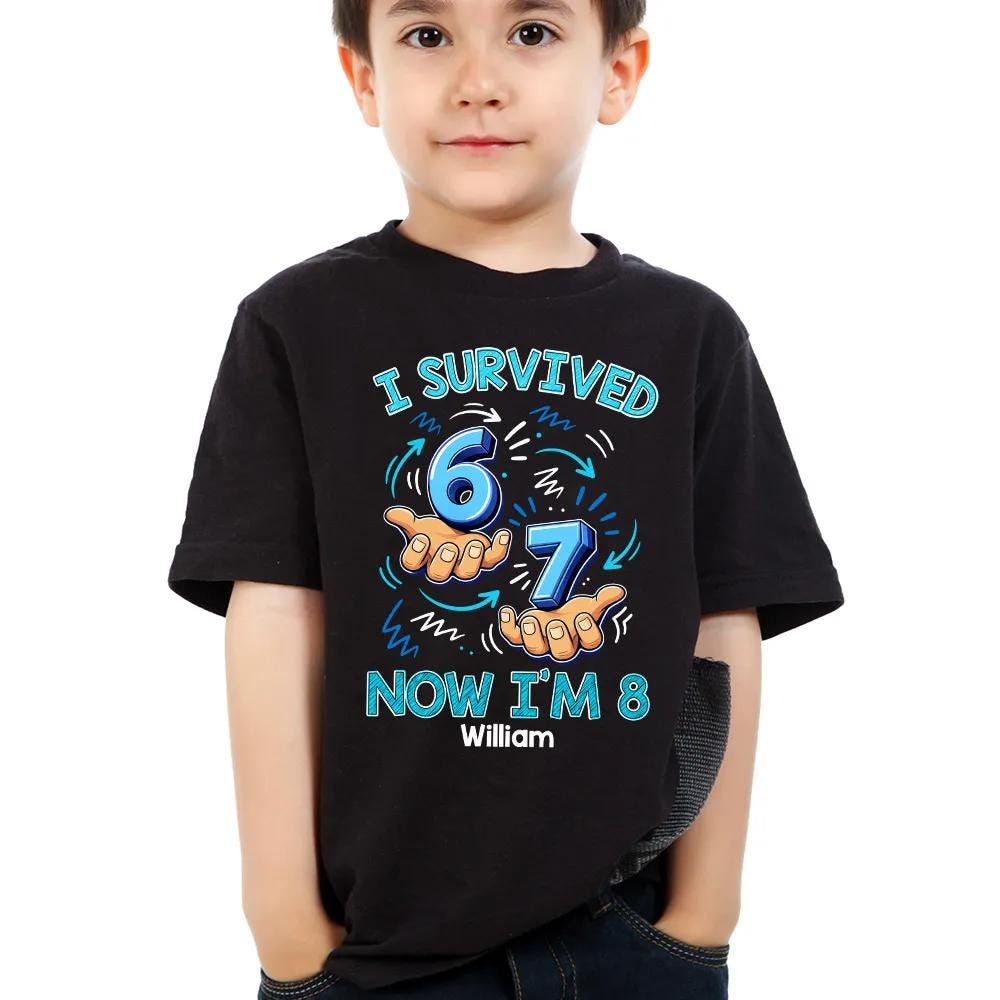 Personalized Bruh I Survived Six Seven Im 8 Shirt Funny 8th Birthday Boy Tee,Gift For Daughter Son