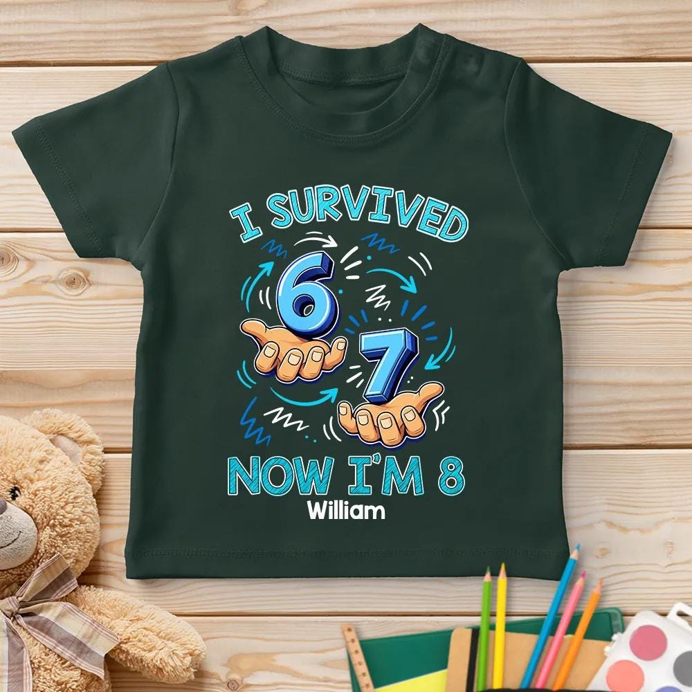 Personalized Bruh I Survived Six Seven Im 8 Shirt Funny 8th Birthday Boy Tee,Gift For Daughter Son