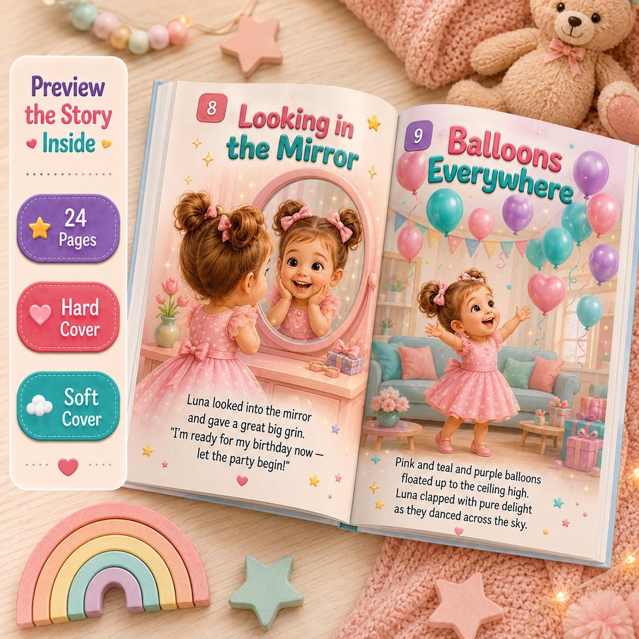 Personalised Happy Birthday 3D Effect Children Book, Custom Name Happy Birthday Boy Girl, Birthday StoryBook Gift From Mom Dad Aunt Uncle