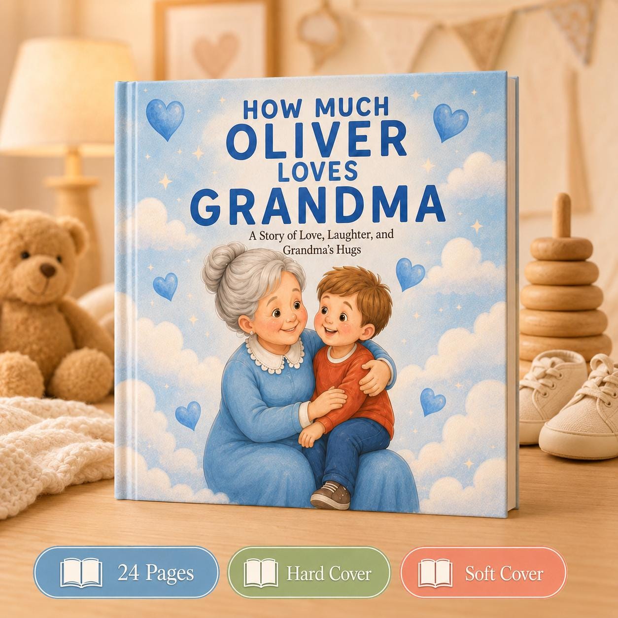 Personalized How Much Loves Storybook For Grandma, Custom Baby Book For Grandmother From Grandson, Mother’s Day Gift, Gift From Kids