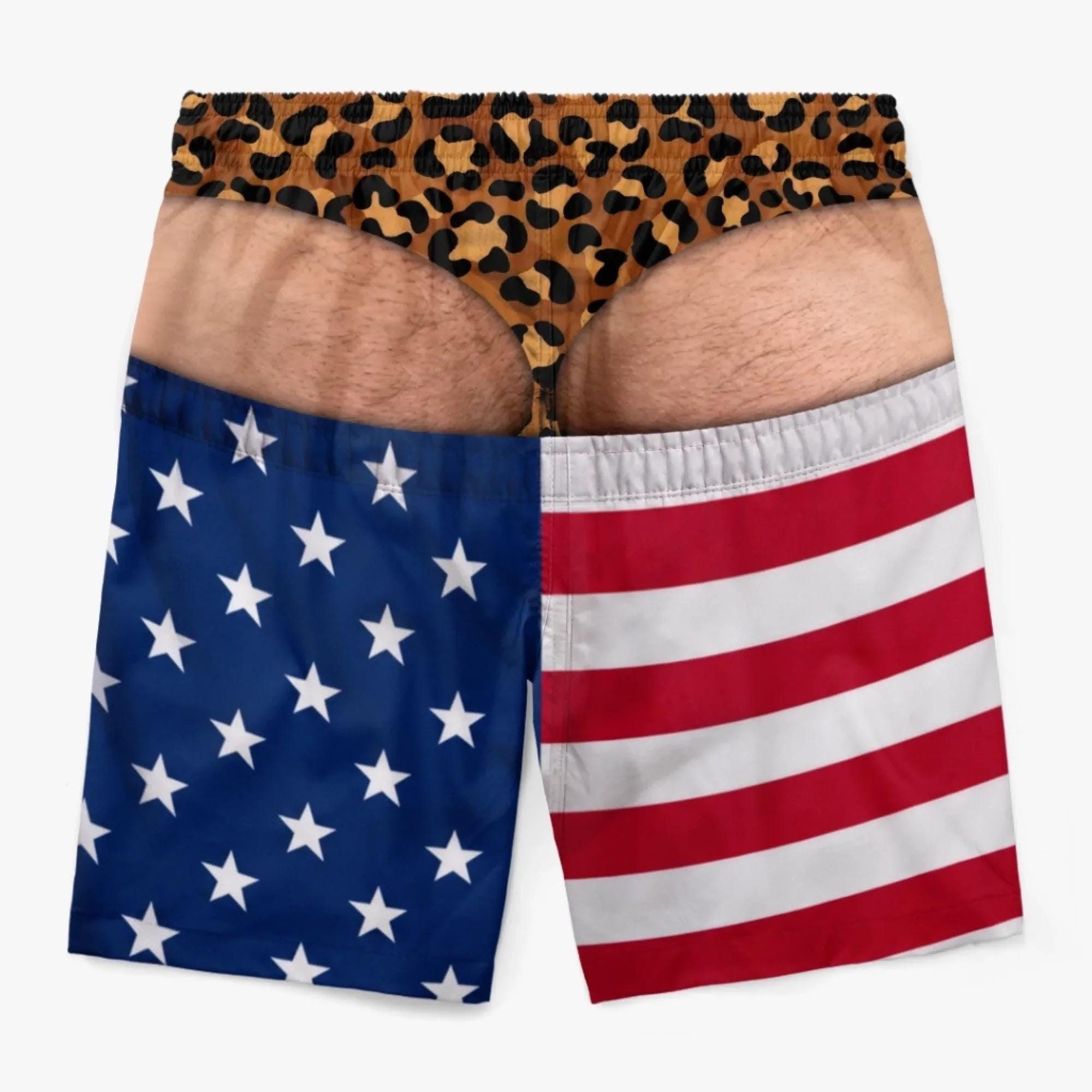 Funny Men’s Swim Trunks, Custom Fake Underwear Beach Shorts, Wide Load Birthday Gag Gift For Him