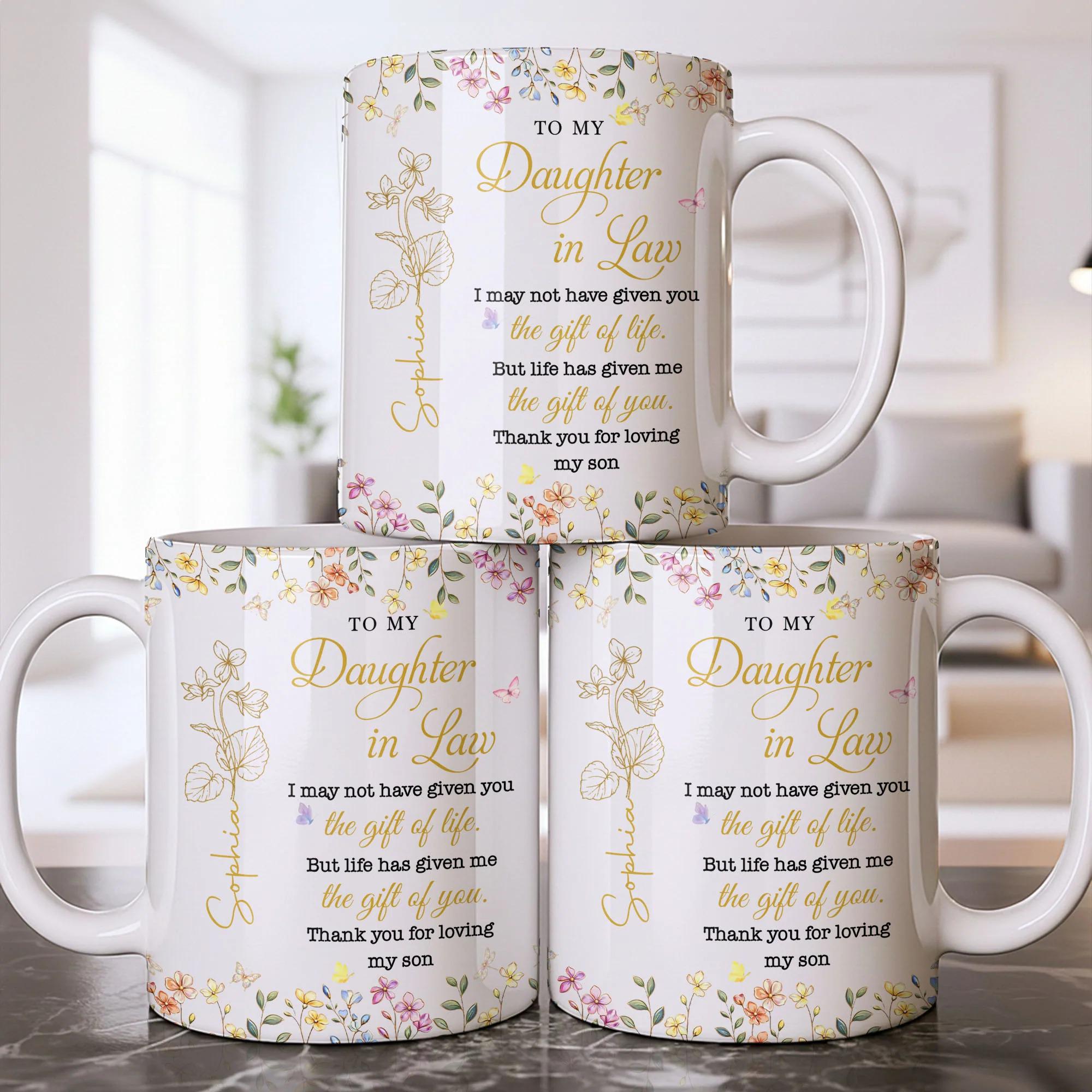 Personalized Funny Daughter In Law Coffee Mug From Mother In Law, Unique Wedding Bridal Gift