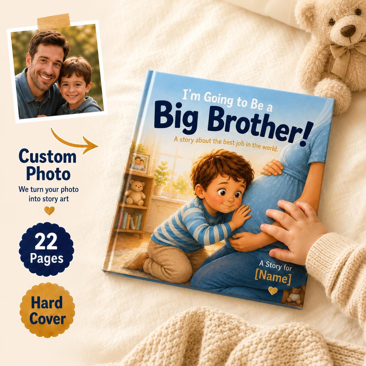 Personalized Children's Book, Custom Name Bedtime Storybook, New Baby Sibling Gift, Birthday Baby Shower Gift