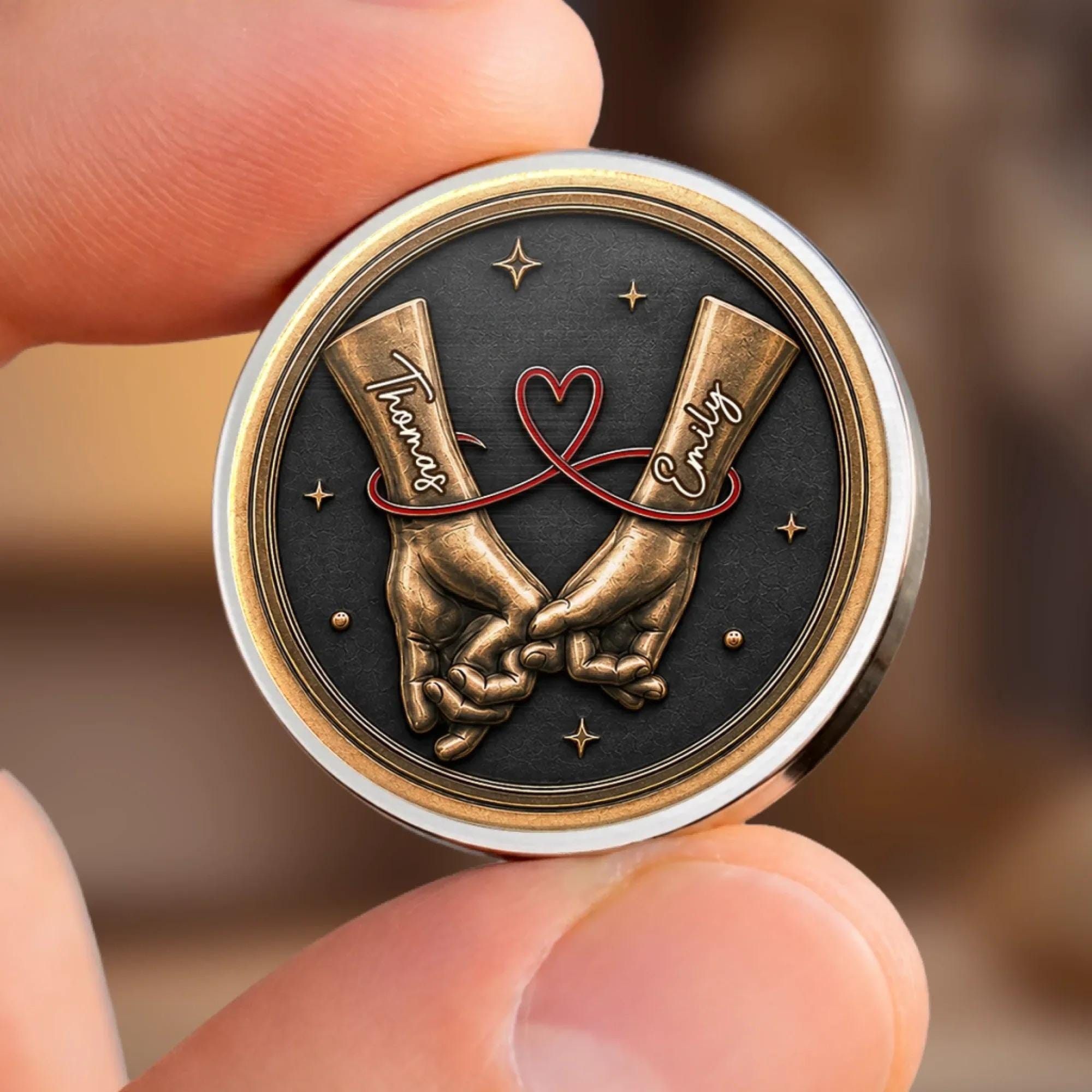 Custom Couple Pocket Hug Coin, Your Last Everything Keychain, Anniversary Wedding Gift for Husband Wife