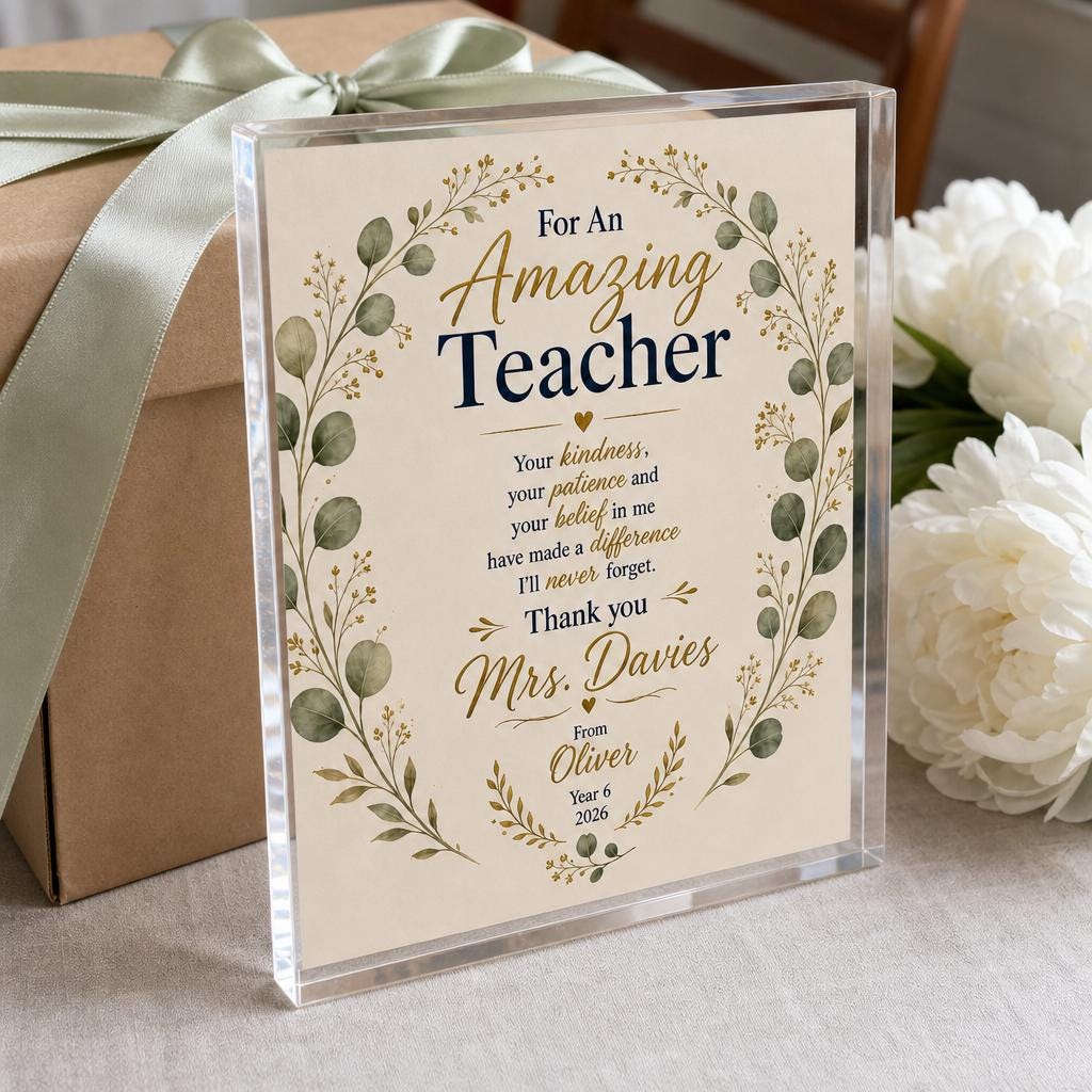 Personalized Teacher Acrylic Plaque, Back To School Teacher Appreciation Gift, Thank You Teacher Keepsake