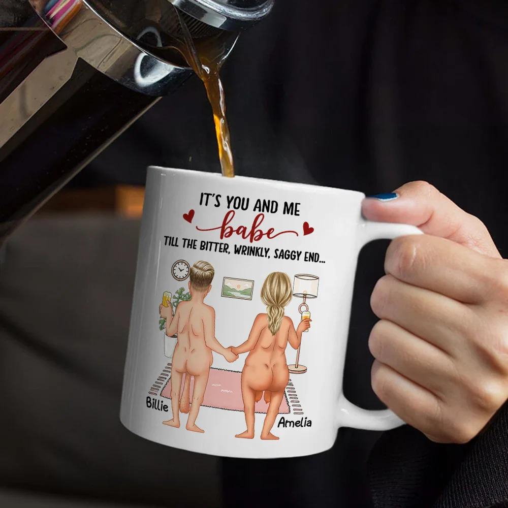Personalized Naked Couple Mug, Funny Anniversary Gift For Husband Wife, You And Me Babe Cup