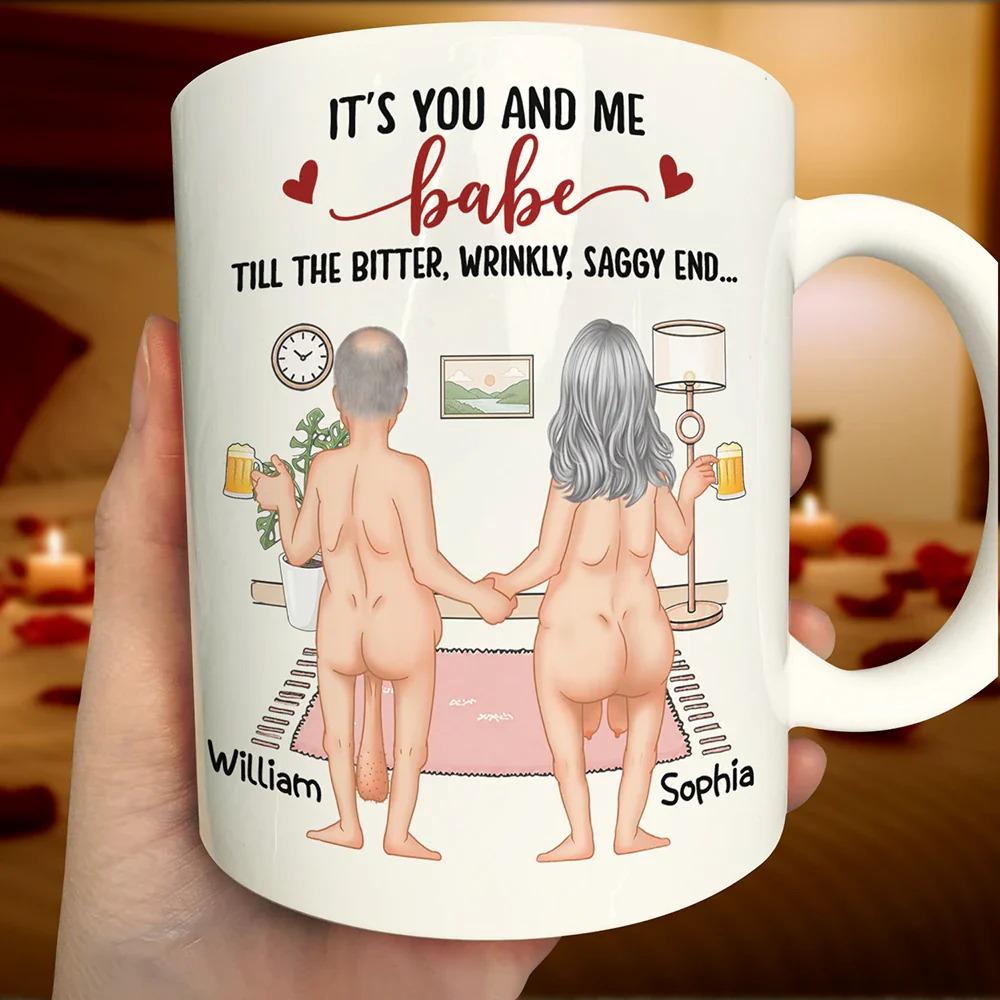 Personalized Naked Couple Mug, Funny Anniversary Gift For Husband Wife, You And Me Babe Cup