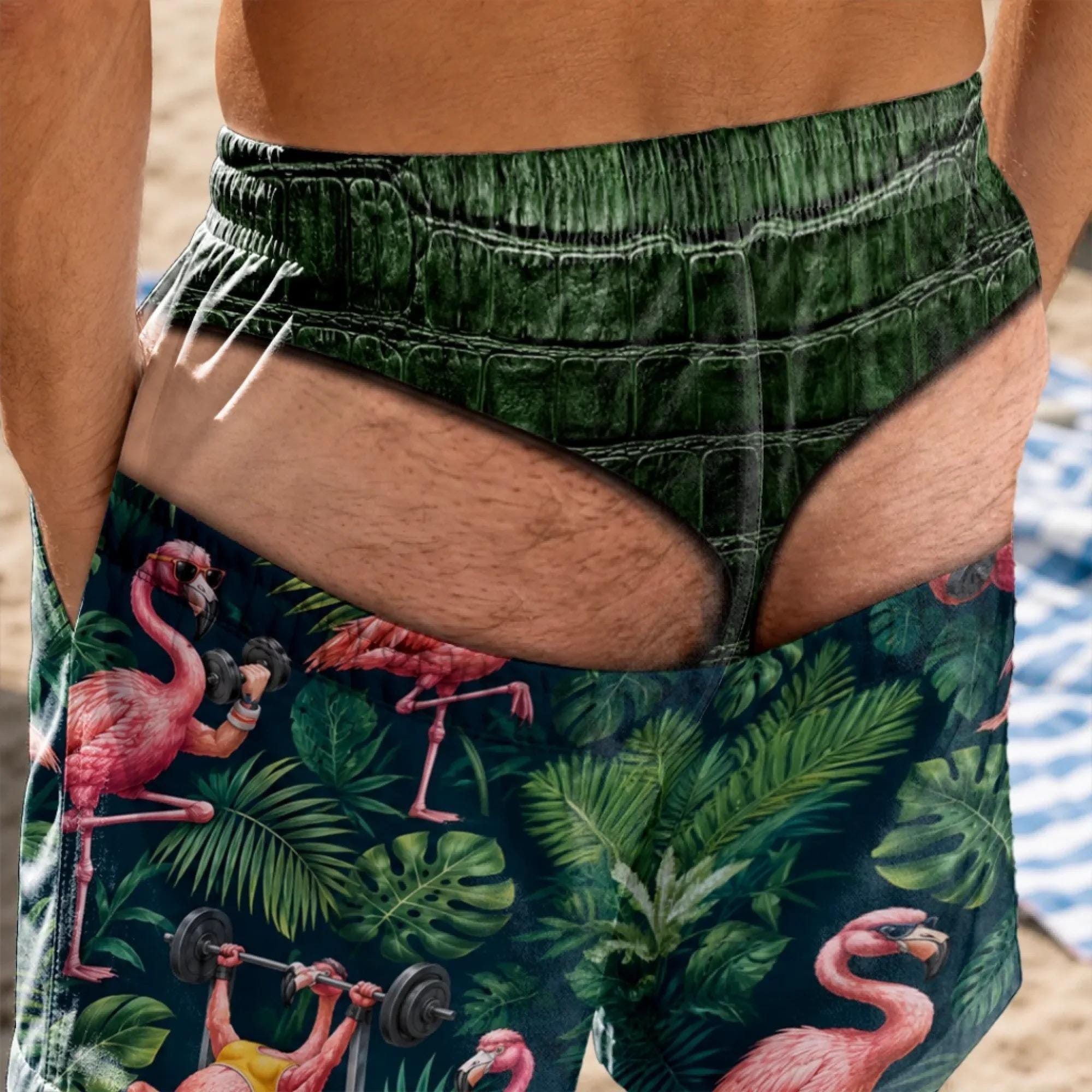 Personalized Funny Men Swim Trunks, Custom Beach Shorts Bathing Suit, Funny Birthday Gift For Husband