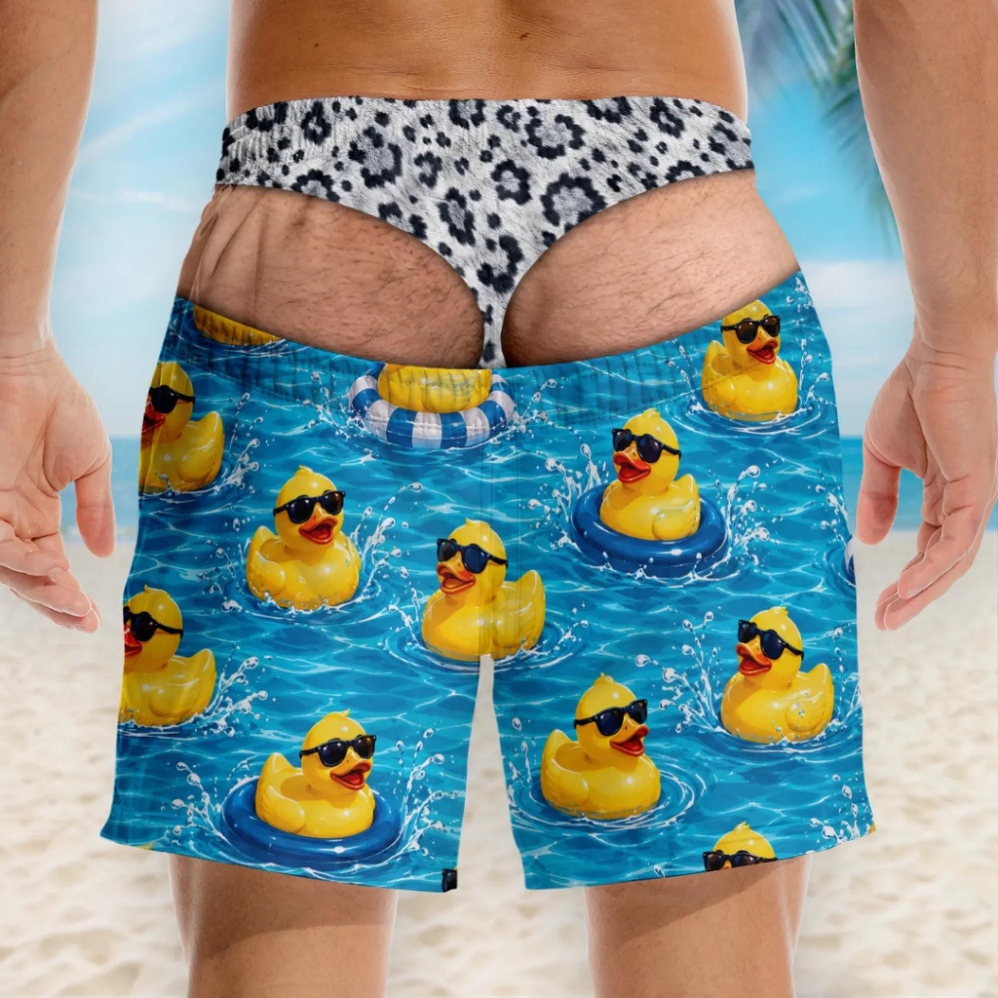 Personalized Funny Men Swim Trunks, Custom Beach Shorts Bathing Suit, Funny Birthday Gift For Husband