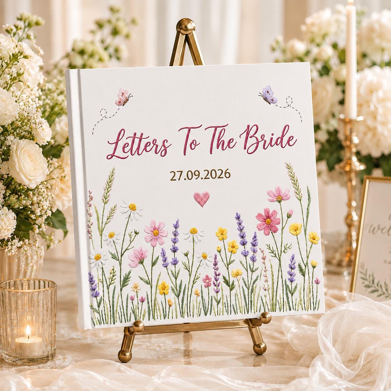 Personalized Wedding Guest Wedding Book, Custom Name Engagement and Anniversary Flower Scrapbook