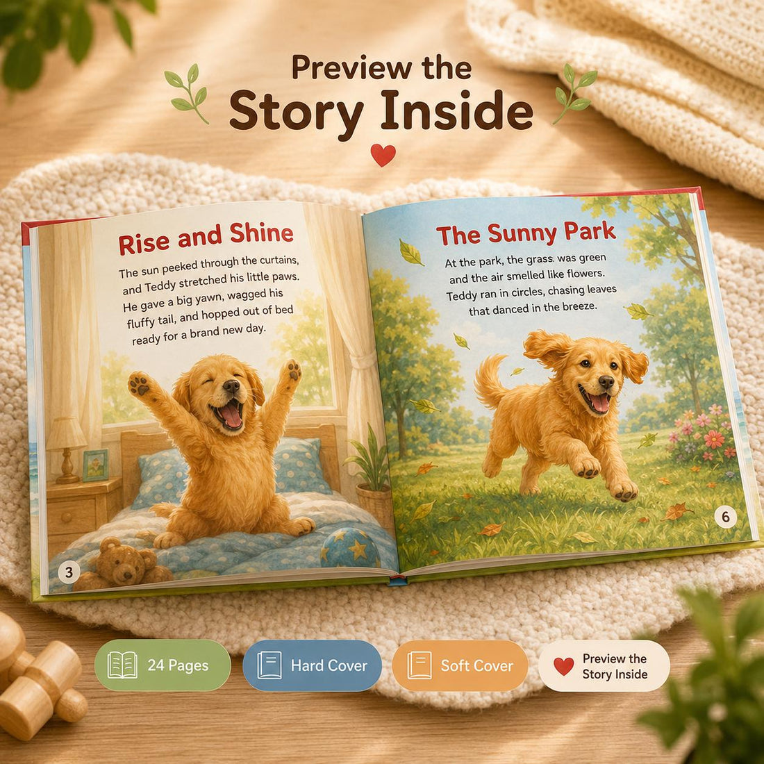Custom Pet Picture Photo Book, Personalized Kids Story Cat Dog Storybook, Dog Lover Gift