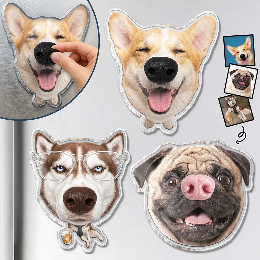 Personalized Photo Funny Dog Nose Squishy Acrylic Fridge Magnet, Birthday Gift For Dog Lovers