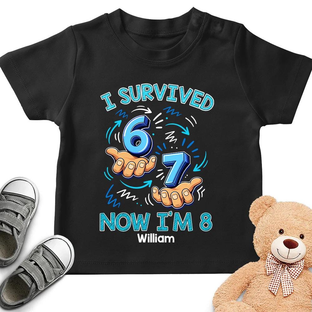 Personalized Bruh I Survived Six Seven Im 8 Shirt Funny 8th Birthday Boy Tee,Gift For Daughter Son