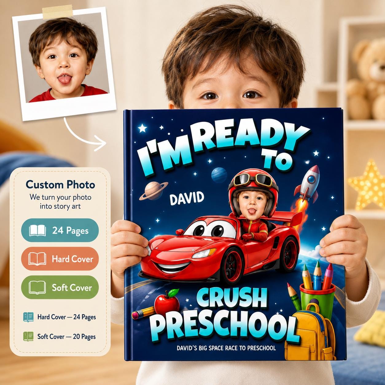 Personalized Children’s Book, Custom Face Kid Preschool Pre-K Kindergarten Story, Gift for Boys and Girls