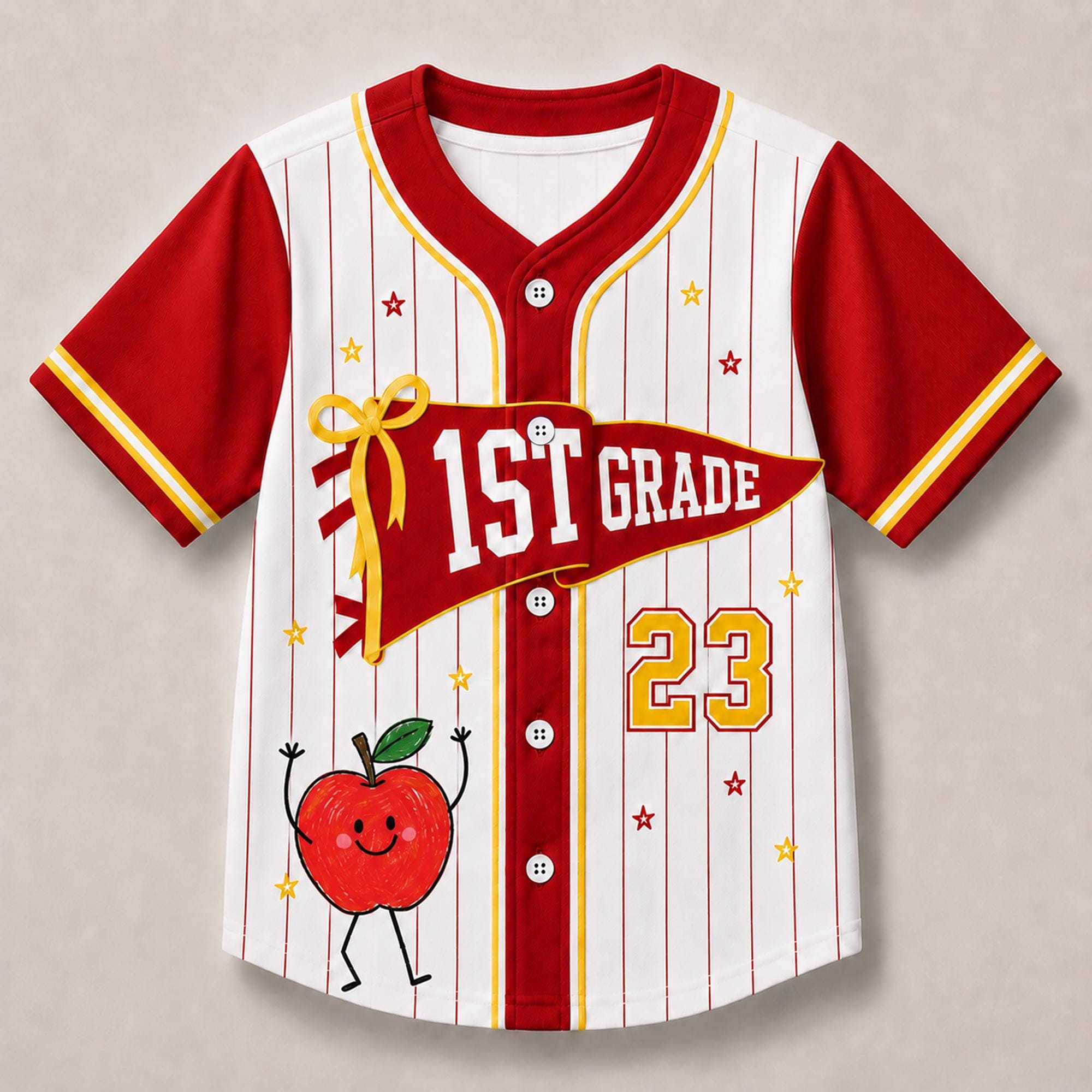 Custom Name 1st Grade Polyester Baseball, Jersey Funny Kids First Day Shirt, Back To School Gift