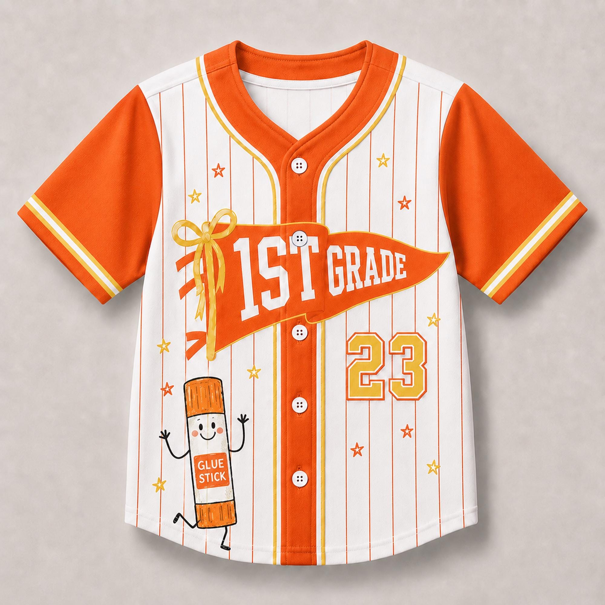 Custom Name 1st Grade Polyester Baseball, Jersey Funny Kids First Day Shirt, Back To School Gift
