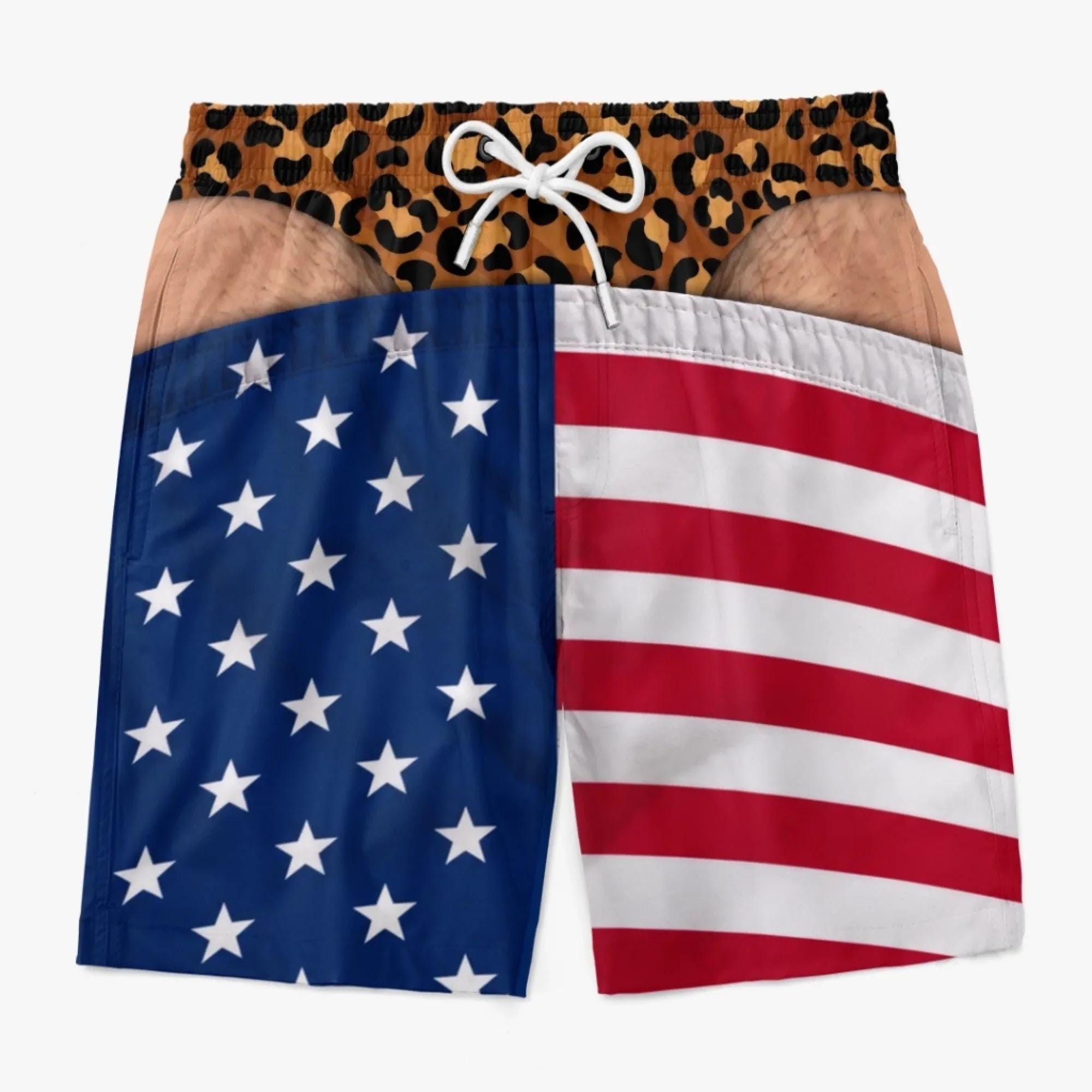 Funny Men’s Swim Trunks, Custom Fake Underwear Beach Shorts, Wide Load Birthday Gag Gift For Him