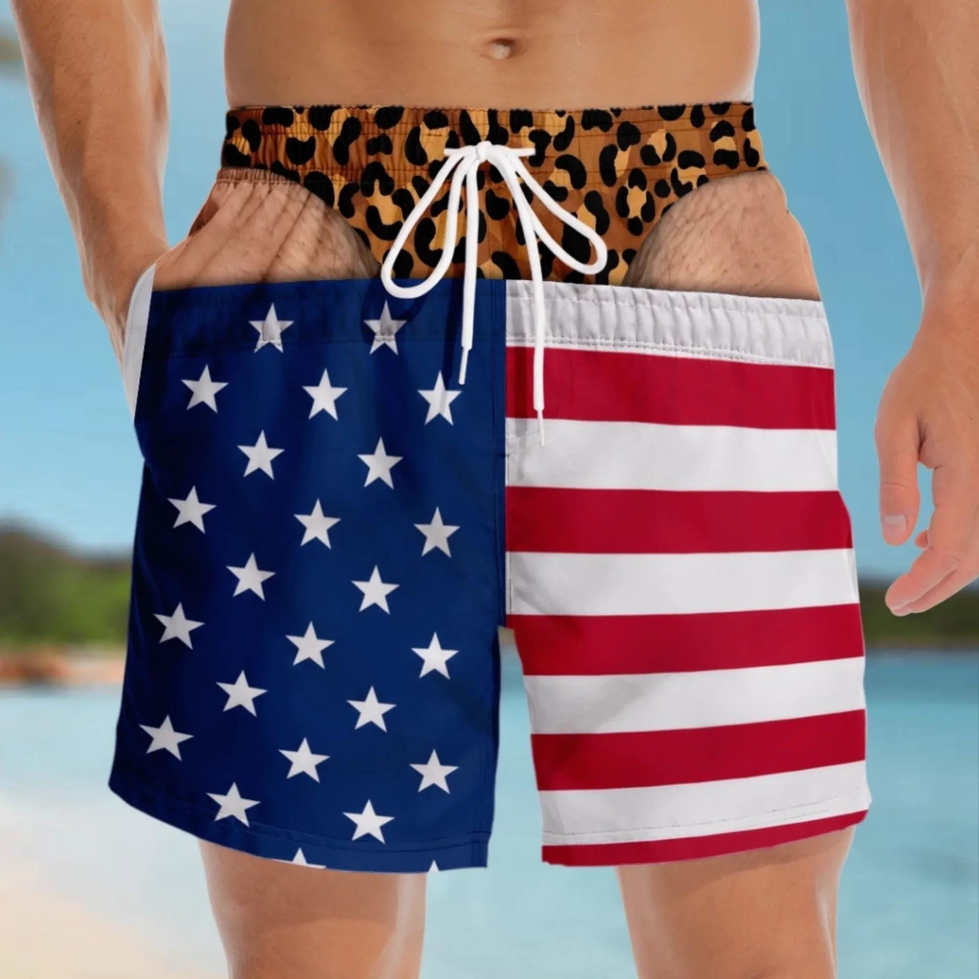 Funny Men’s Swim Trunks, Custom Fake Underwear Beach Shorts, Wide Load Birthday Gag Gift For Him