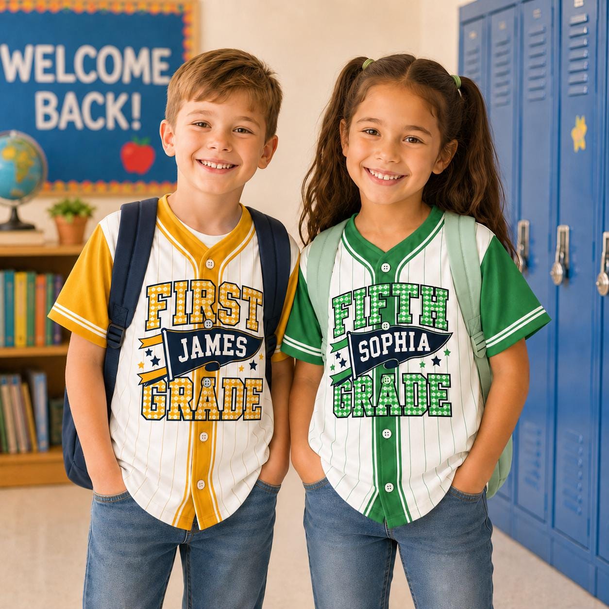 Custom Kids Name Baseball Jersey, Kids First Day Class Outfit Gift, Back To School Grade Shirt