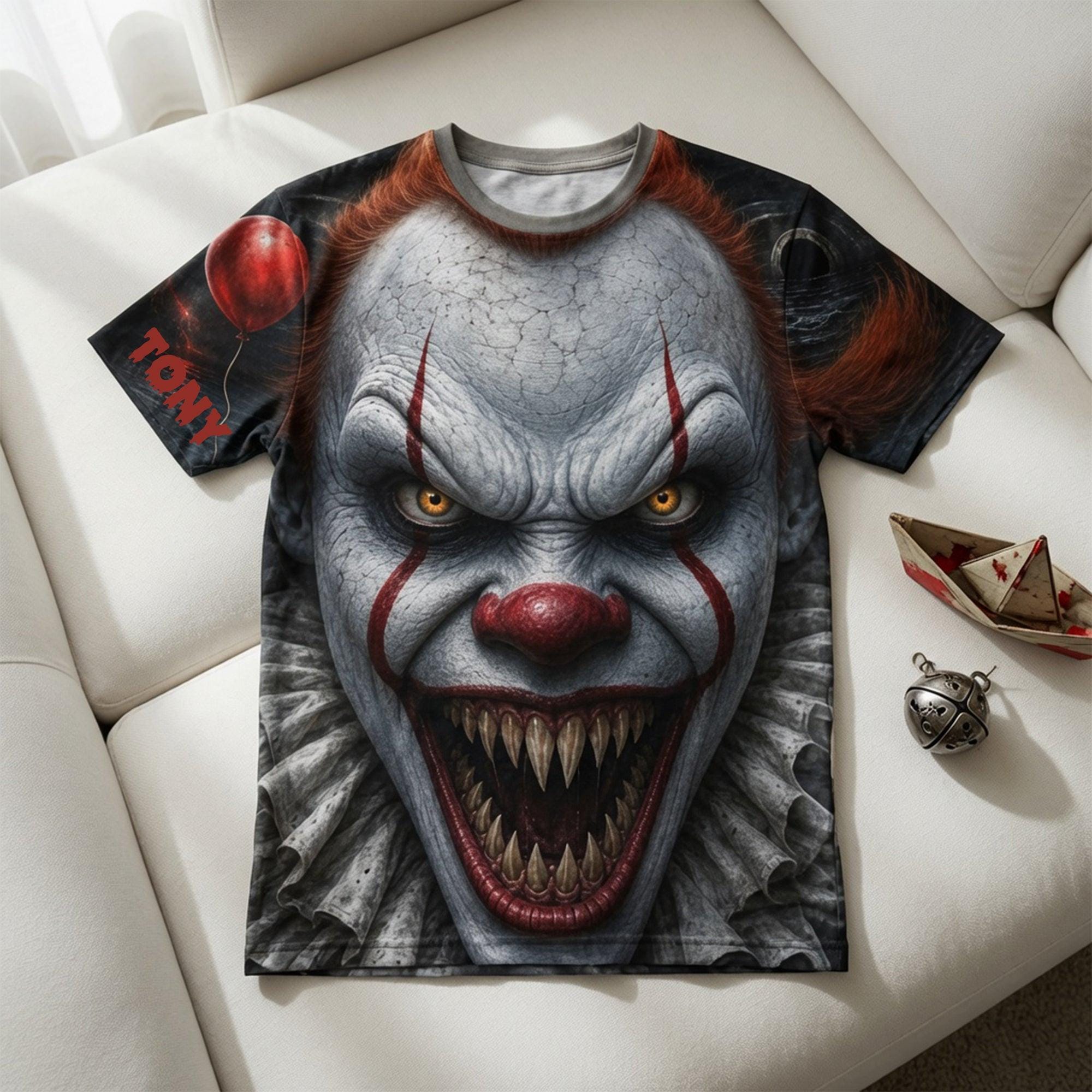 Personalized Creepy Clown Shirt, Scary Halloween Costume Tee, Gift For Horror Fans