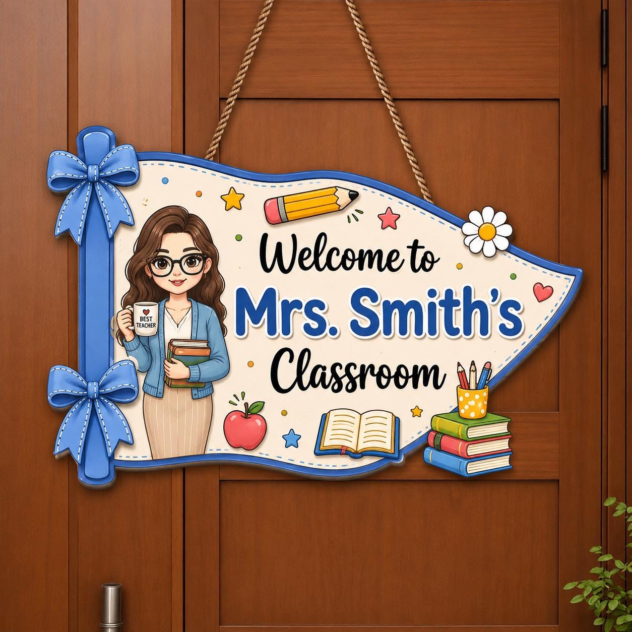 Personalized Photo Teacher Wood Sign Hanger, Thank You Teacher, Back To School Gift, Classroom Decor
