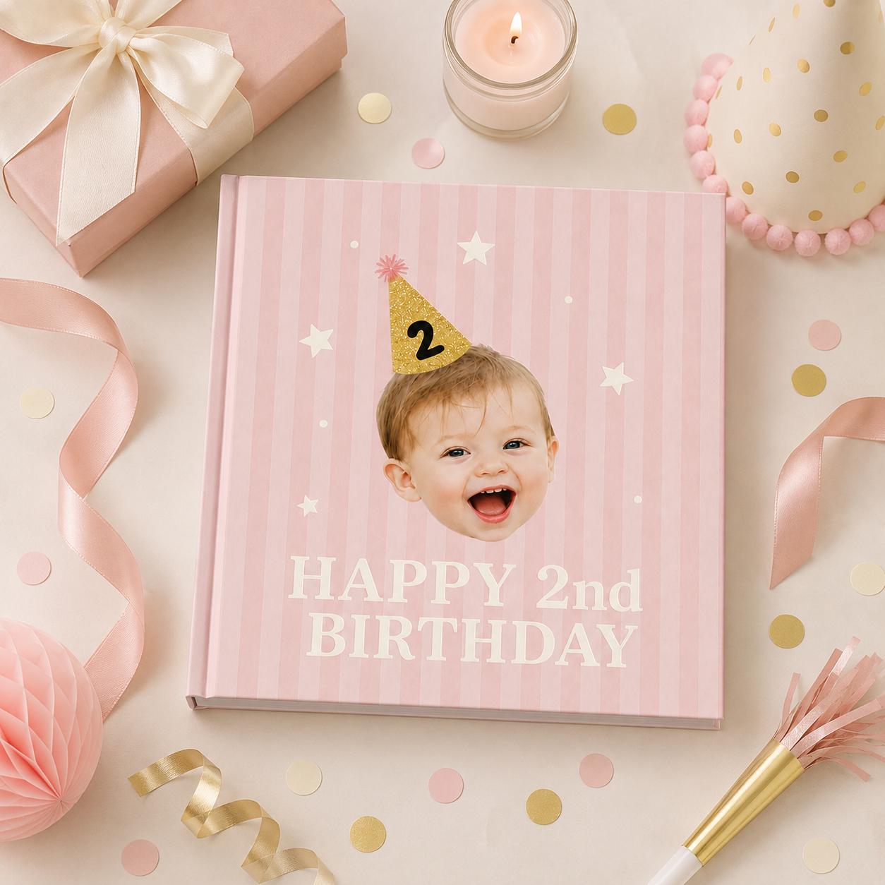 Personalized Birthday Photo Book, Custom Kids Face Scrapbook, Birthday Party Favors Gift