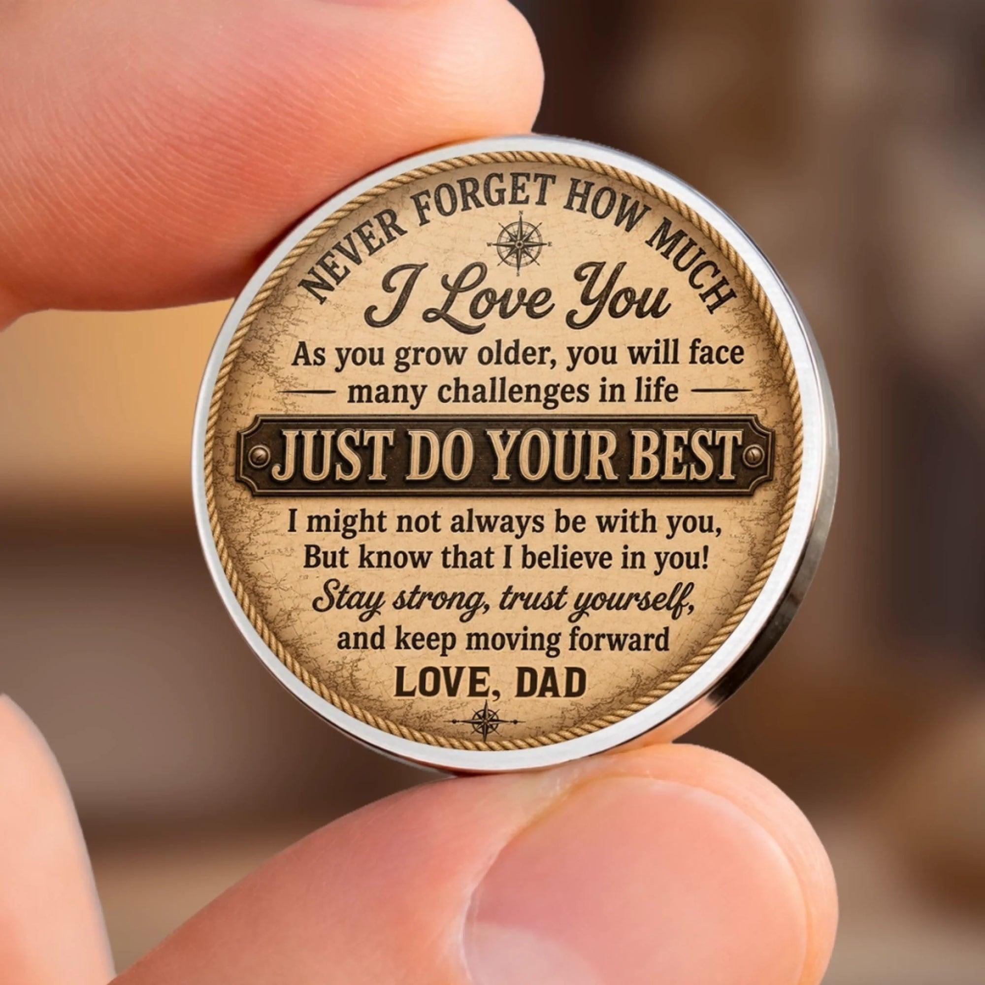 Custom To My Son Pocket Hug Keychain, Son Birthday Gift From Mom Dad, Believe In Yourself Token