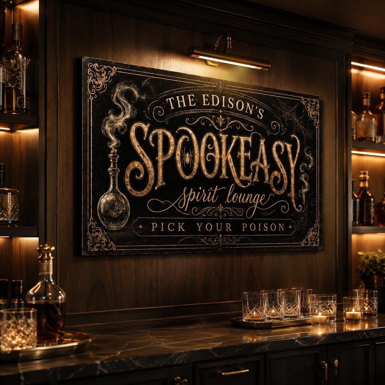 Spookeasy Metal Sign, Gothic Spirit Lounge Bar Gift, Halloween Wall Decor